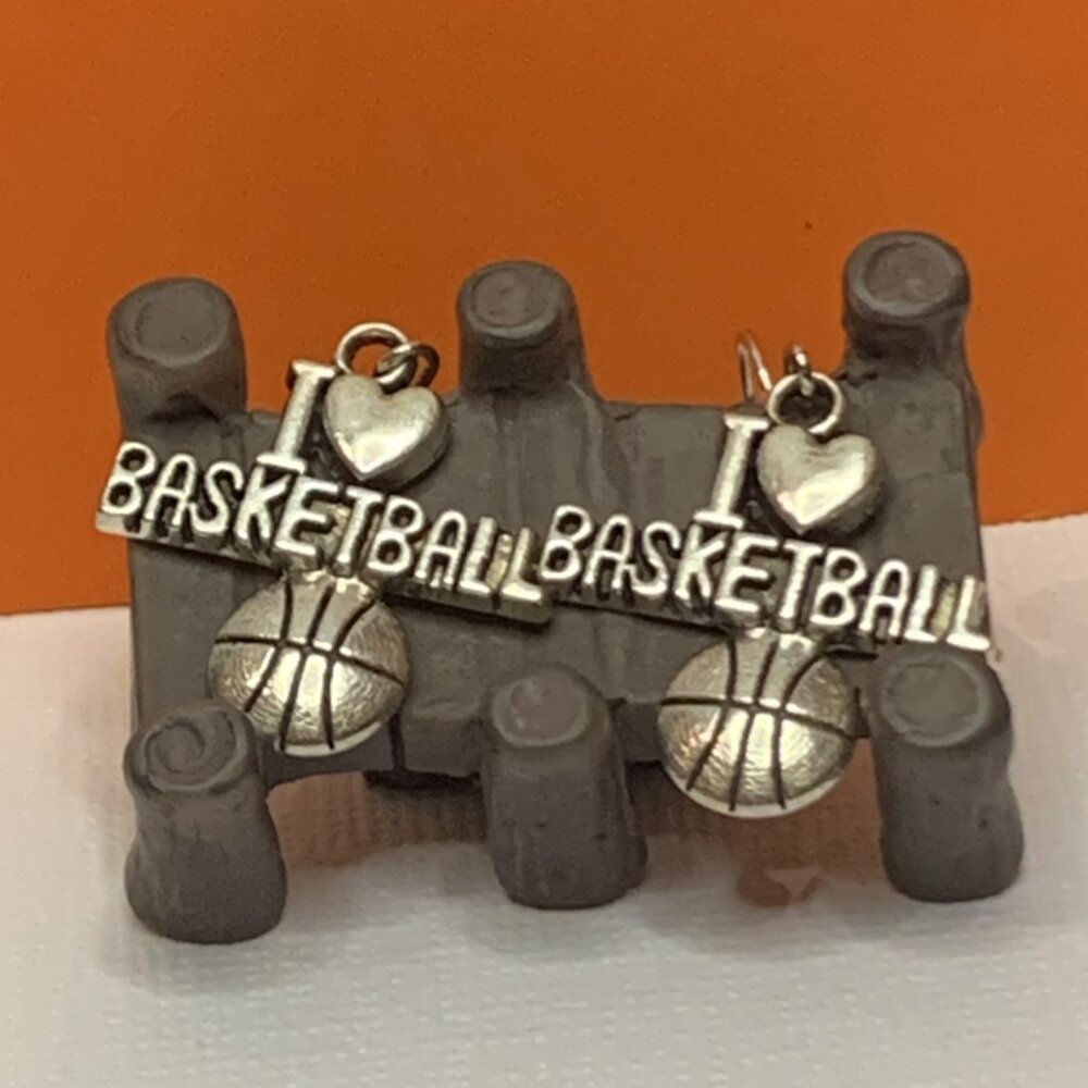 Basketball Earring, Sports Earring, Athletic Earring, Gift Idea, Heart Earrings